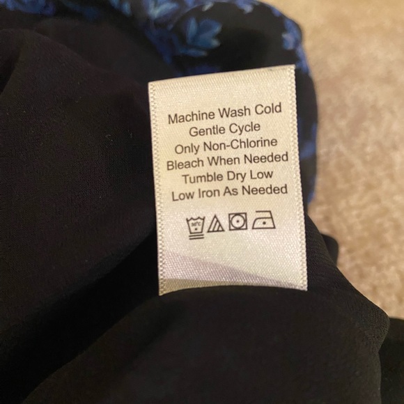 Adrianna Papell Blue White Black Floral Dress - Size M / Medium - Picture 9 of 10